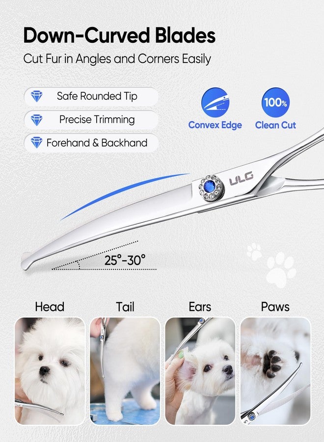 ULG Curved Thinner Dog Shears for Grooming, Professional Curved Dog Grooming Scissors for Trimming and Cutting, 440C Stainless Steel Pet Hair Scissors - Image 3