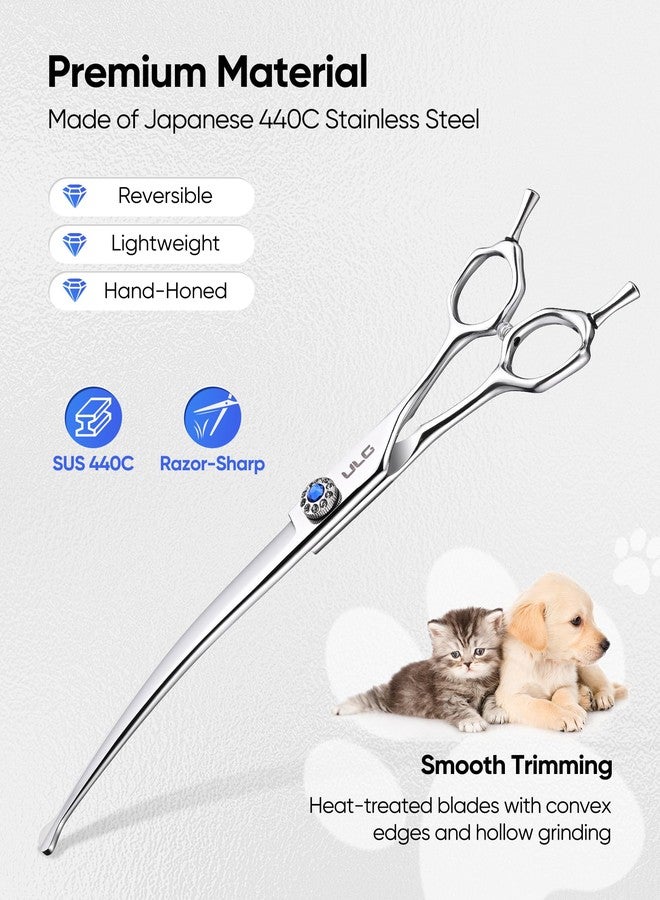 ULG Curved Thinner Dog Shears for Grooming, Professional Curved Dog Grooming Scissors for Trimming and Cutting, 440C Stainless Steel Pet Hair Scissors - Image 2