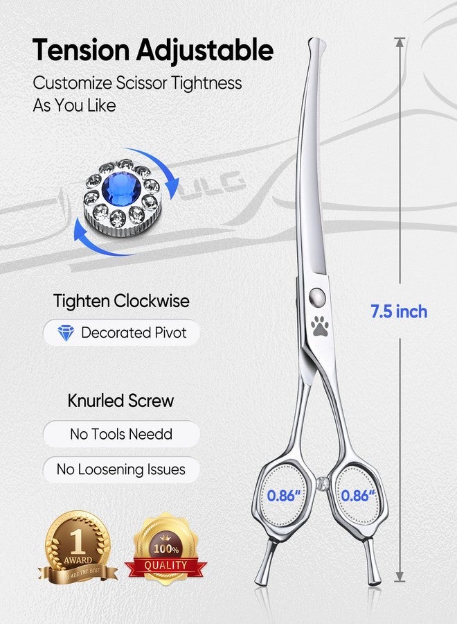 ULG Curved Thinner Dog Shears for Grooming, Professional Curved Dog Grooming Scissors for Trimming and Cutting, 440C Stainless Steel Pet Hair Scissors - Image 4