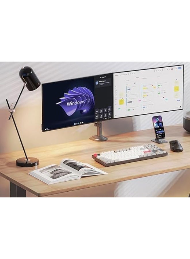 Dual Monitor Desk Stand, Adjustable Monitor Arm for Two 17-27 Inch Screens, VESA 75x75/100x100, Desk Clamp Mount - Image 2