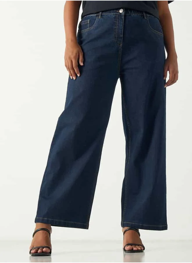 Ulla Popken Plus Size Ulla Popken Regular Fit Jeans with Pockets