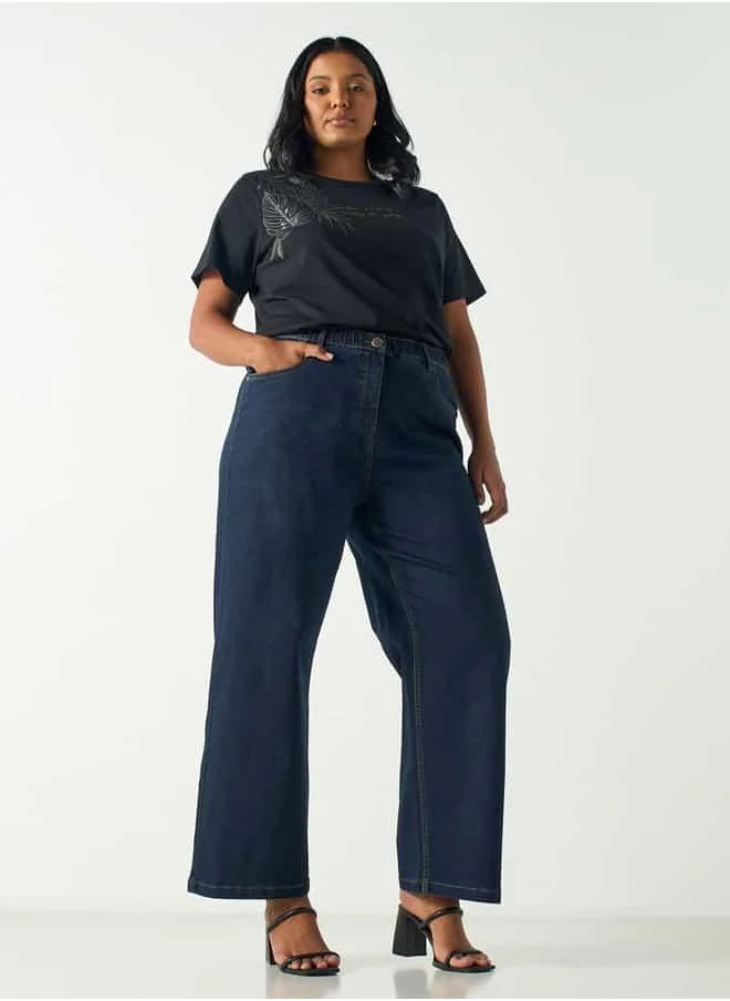 Ulla Popken Plus Size Ulla Popken Regular Fit Jeans with Pockets