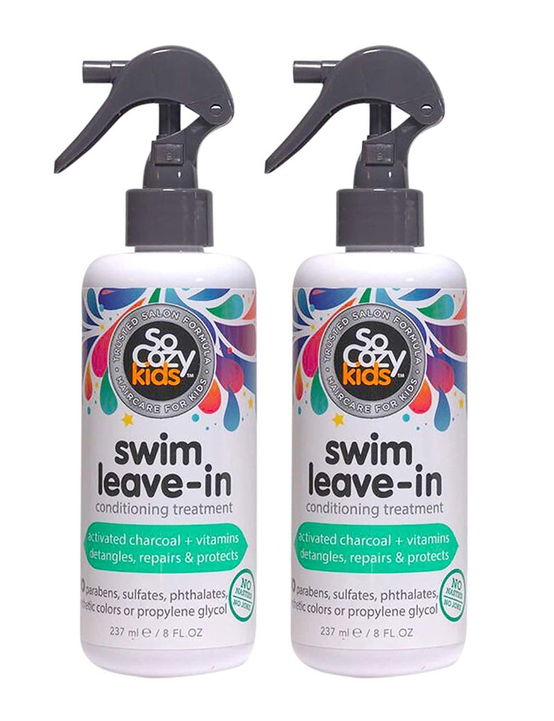 SO COZY SoCozy Swim 2-in-1 Leave In Conditioner Spray & Treatment for Kids Hair (8 Fl Oz, Pack Of 2) Protects & Repairs Pool, Sun & Salt Damaged Hair, Activated Charcoal, Vitamin B5 & Sunflower Seed Extract - Image 1