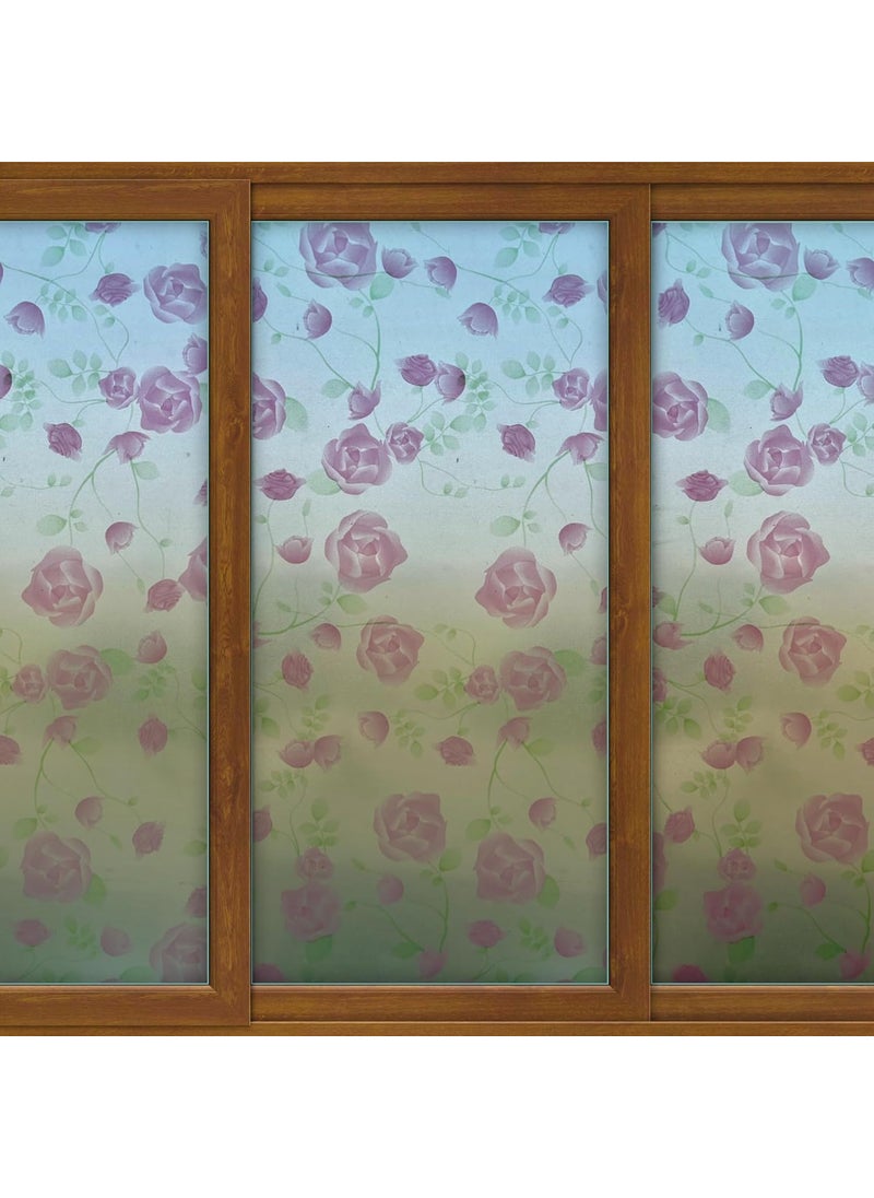 JAAMSO ROYALS JAAMSO ROYALS Pink Flower Design Self Adhesive PVC Vinyl Peel Sticker Window Film for Window Home Dcor 500CM x 45CM 
