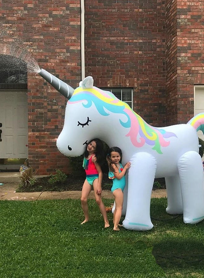 Giant Inflatable Unicorn Water Sprinkler 220×80×160cm for Kids, Outdoor Garden Water Spray Toy, Compatible with Standard Garden Hoses, Backyard Summer Splash Play, Inflatable Unicorn Sprinkler for Children - Image 2