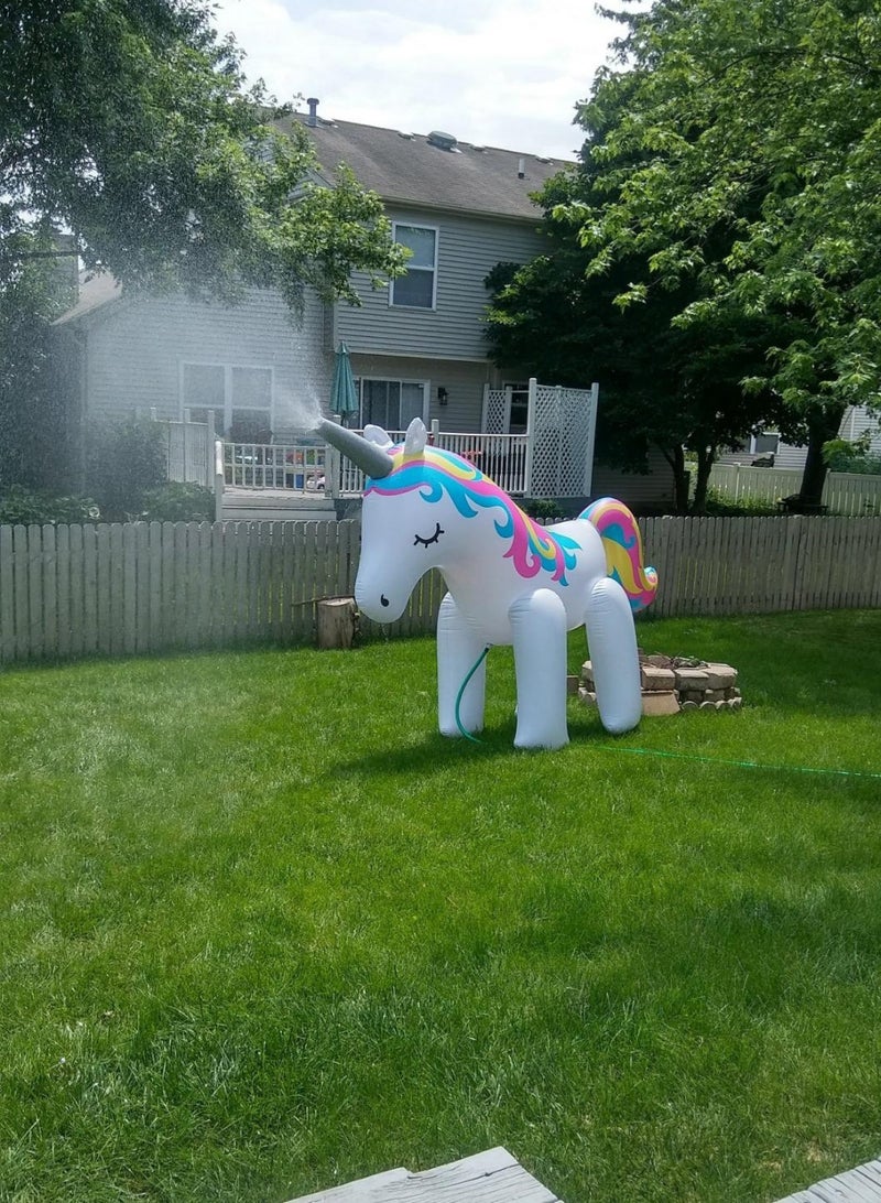 Giant Inflatable Unicorn Water Sprinkler 220×80×160cm for Kids, Outdoor Garden Water Spray Toy, Compatible with Standard Garden Hoses, Backyard Summer Splash Play, Inflatable Unicorn Sprinkler for Children - Image 4