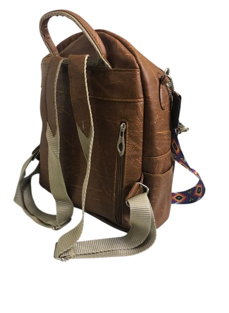 Women’s Backpack + Crossbody Bag with 3 Zippers – Size 28×32 cm - Image 4