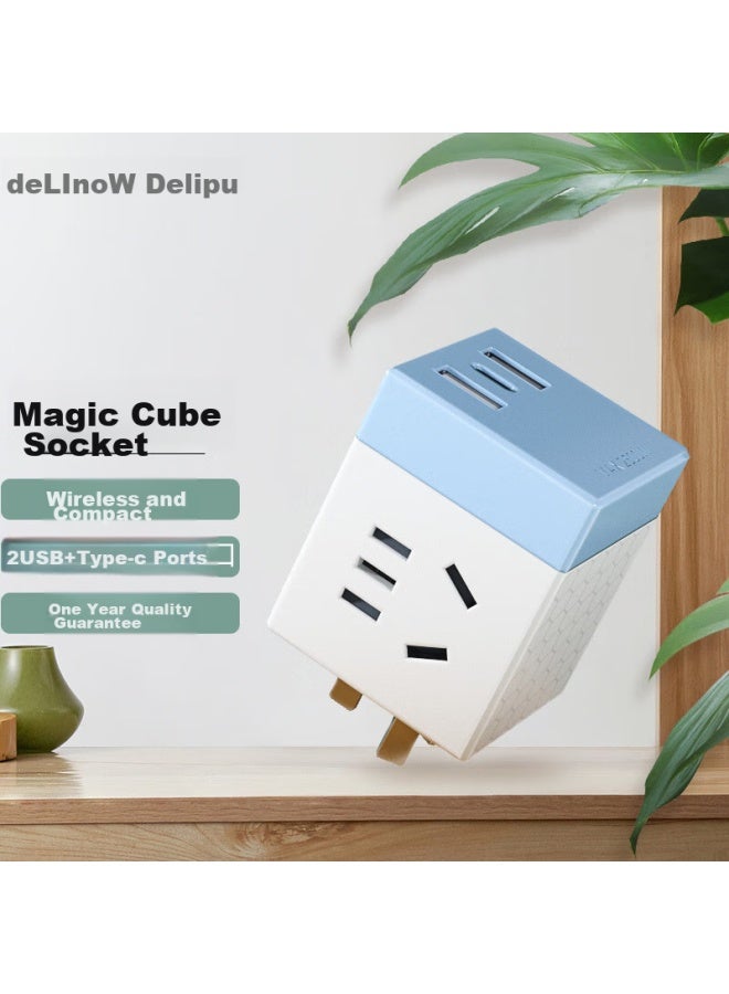 Delipow Power Strip, One-to Multifunctional Socket, Usb Charger/wireless Socket/travel Adapter, 2 Usb + Type-c + 2 Outlets - Image 1