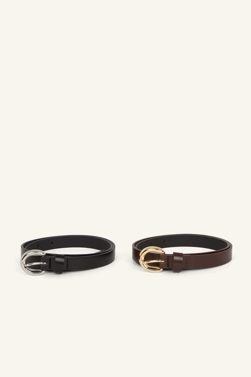 ديفاكتو Woman Oval Buckle Faux Leather Casual Belt