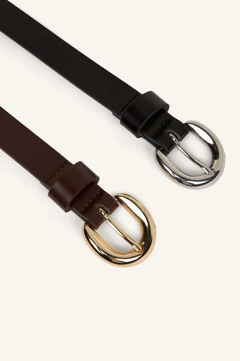 ديفاكتو Woman Oval Buckle Faux Leather Casual Belt