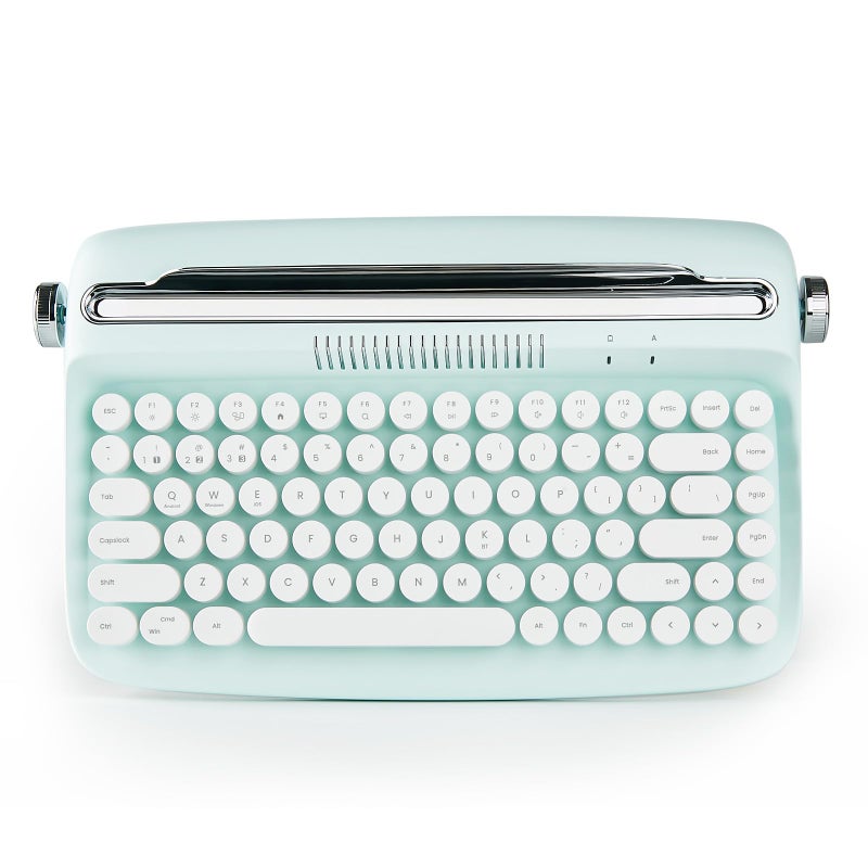 YUNZII ACTTO B303 Wireless Typewriter Keyboard Bluetooth Connection Cute Retro Aesthetic Design with Integrated Stand for Tablet Phone PC and WinMacAndroid B303 Sweet Mint - Image 2