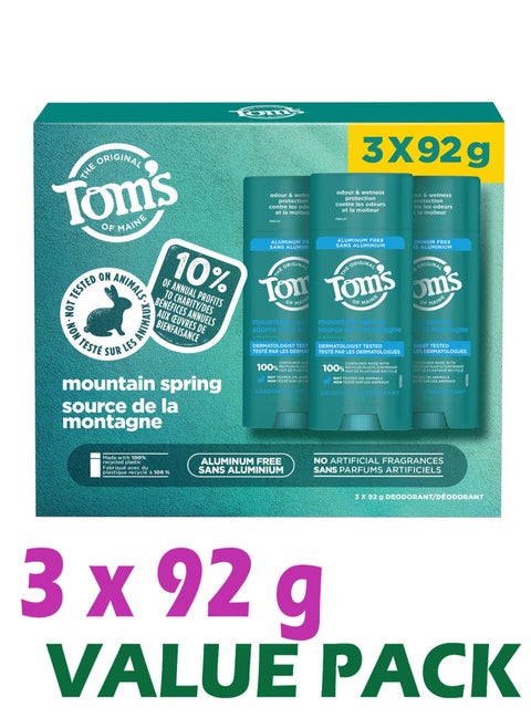 Tom’s of Maine Gentle Defense Deodorant: Soft on Skin, Tough on Odors, Dermatologist Tested & Aluminum Free (3 x 92g)