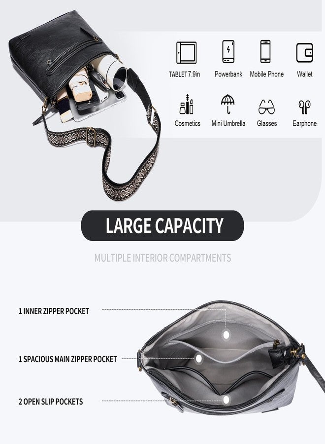 Pomelo Best Crossbody Bags for Women Trendy Vegan Leather Hobo Handbags Fashion Shoulder Purse Black - Image 2