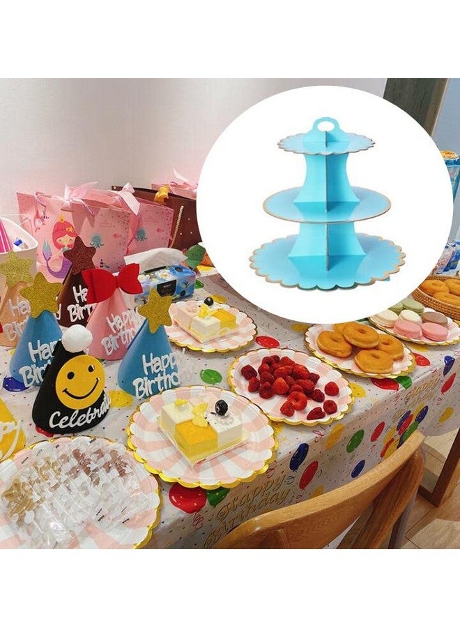 جيلوكيبو حامل كب كيك دائري من الورق المقوى من جيلوكيبو، مكون من 3 طبقات، يتسع لـ 24 قطعة من الكب كيك والحلوى، وبرج عرض على شكل شجرة، مصنوع من الورق المقوى لحفلات الزفاف وأعياد الميلاد (مجموعة من قطعتين، أزرق ووردي) - Image 5