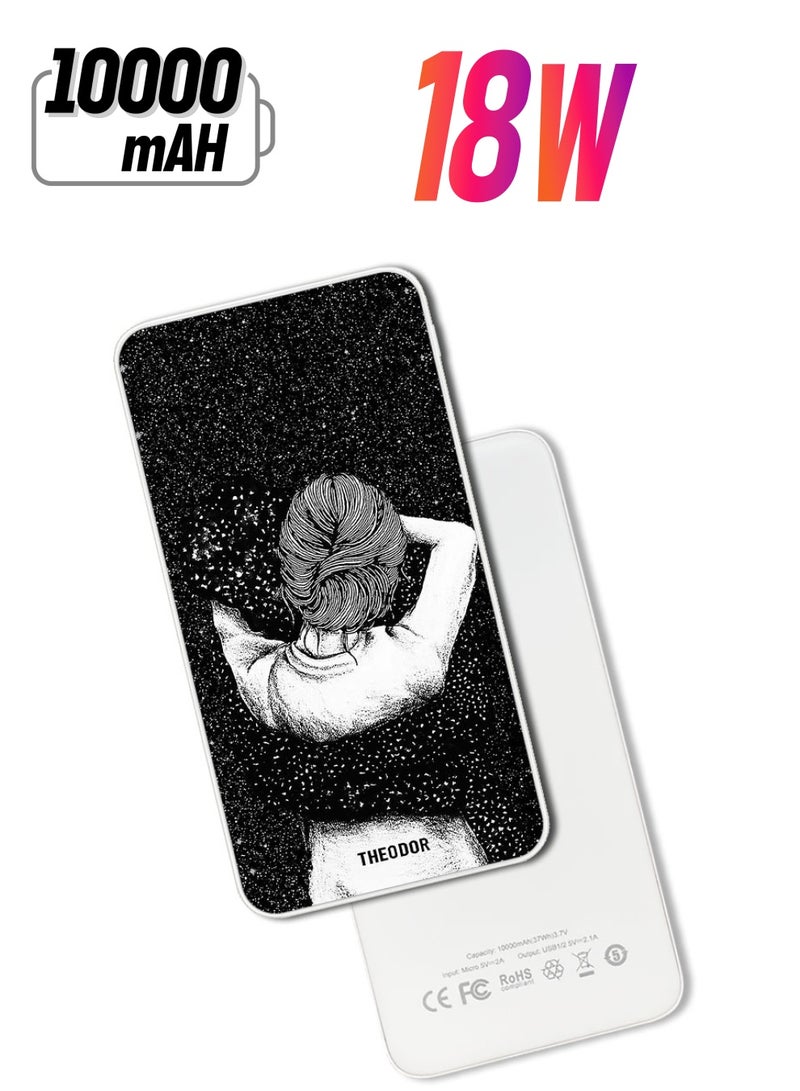 Theodor 10,000 mAh Super Fast Charging Ultra Compact Power Bank with Quick Charge & Power Delivery, Portable Charger For iPhone and Android Night Imagination Of Girl - Image 1