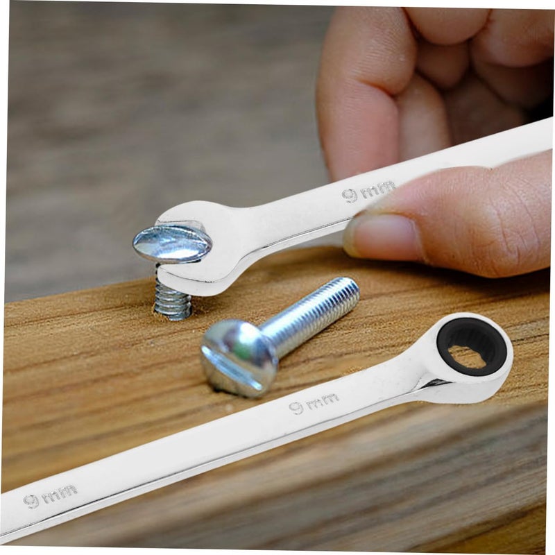 Levemolo Double End Ratcheting Wrench 9mm Multi-use Metal Spanner Tool 2pcs Portable Repair Hand Wrench for Mechanics and DIY Automotive Use - Image 4