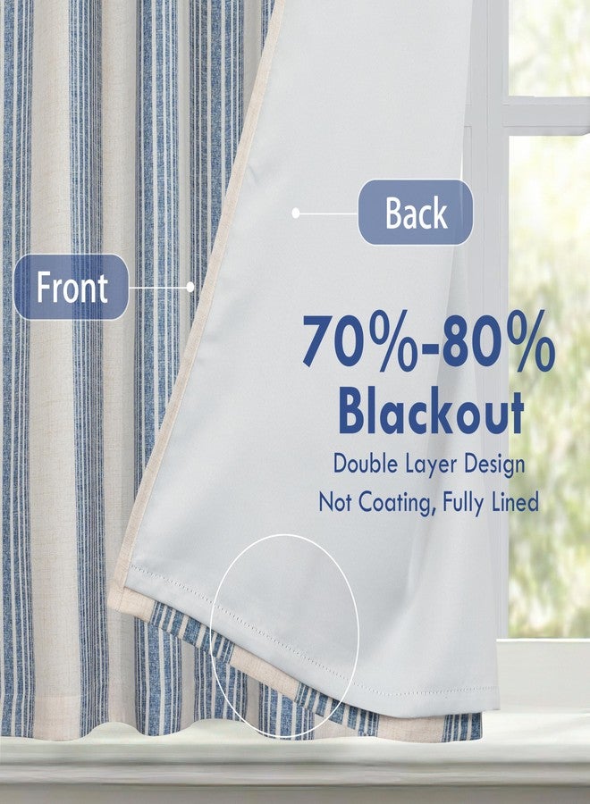 DriftAway Chris Vertical Striped Pattern Blackout Room Darkening Thermal Insulated Tie Up Adjustable Balloon Rod Pocket Curtain for Small Window 39 Inch by 55 Inch Jean Navy - Image 2