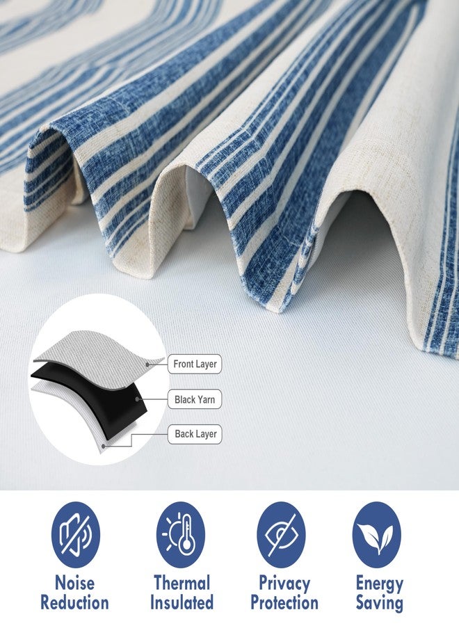 DriftAway Chris Vertical Striped Pattern Blackout Room Darkening Thermal Insulated Tie Up Adjustable Balloon Rod Pocket Curtain for Small Window 39 Inch by 55 Inch Jean Navy - Image 4