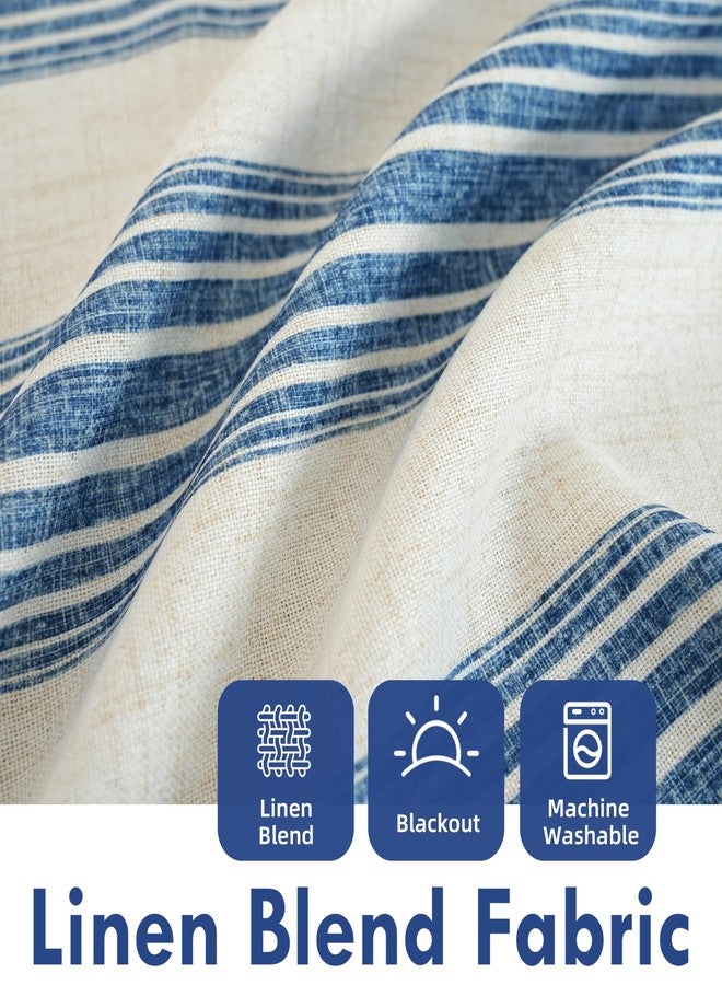 DriftAway Chris Vertical Striped Pattern Blackout Room Darkening Thermal Insulated Tie Up Adjustable Balloon Rod Pocket Curtain for Small Window 39 Inch by 55 Inch Jean Navy - Image 3