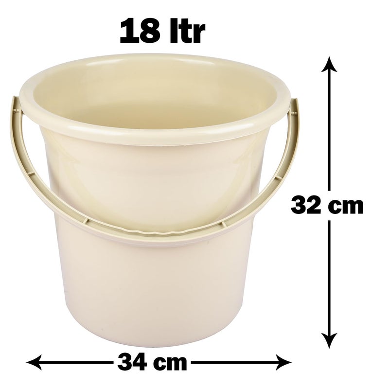 Kuber Industries Bucket Plastic Bucket for Bathroom Strong Bathroom Bucket Bucket for Bathing Water Storage Bucket Bathroom Bucket Plain Bucket 18 LTR Pack of 2 Multi - Image 3