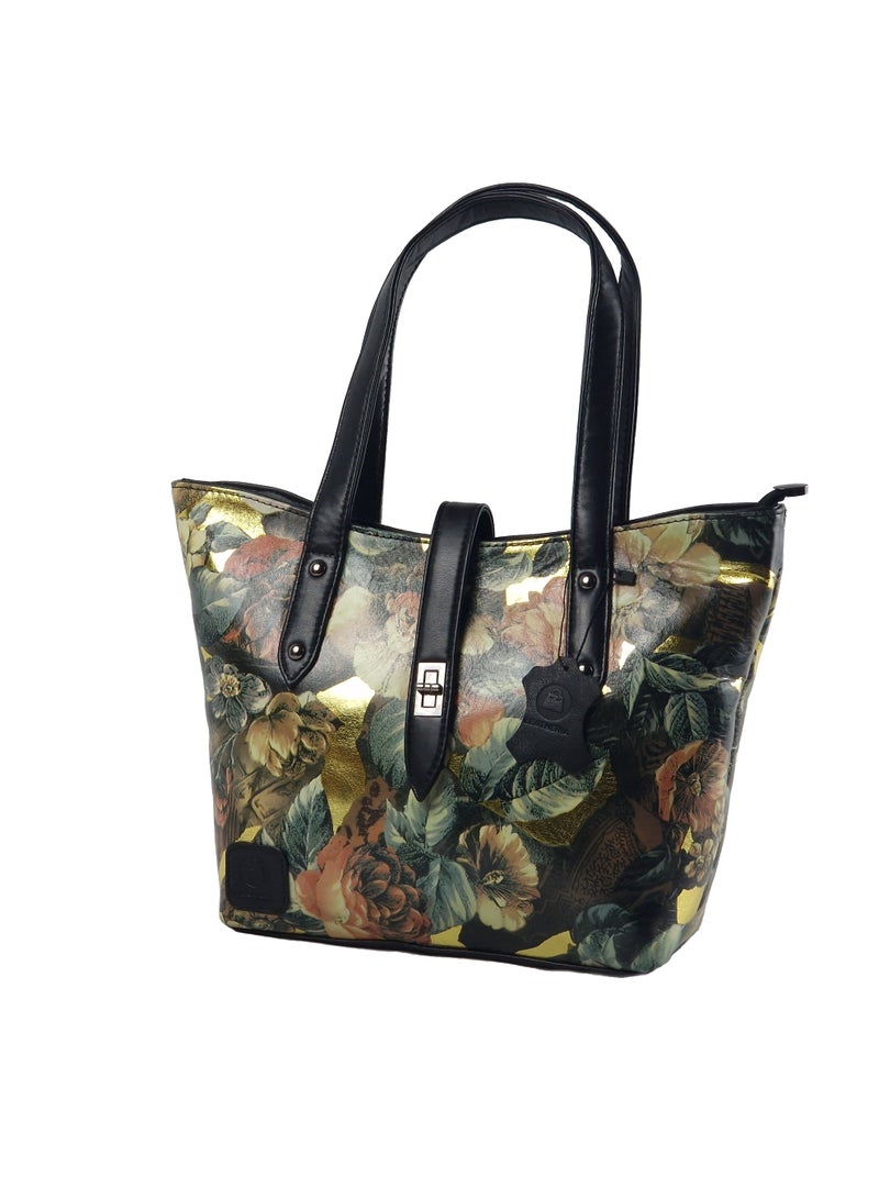 LEATHERIA Deluxe Genuine Leather Handbag for Women with an Elegant Floral Pattern - For Special Occasions- Medium Size - Image 1