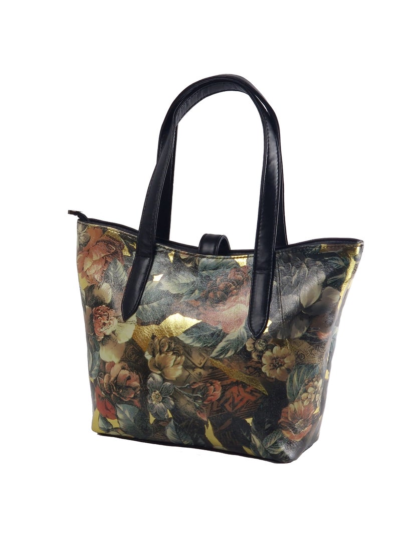 LEATHERIA Deluxe Genuine Leather Handbag for Women with an Elegant Floral Pattern - For Special Occasions- Medium Size - Image 2