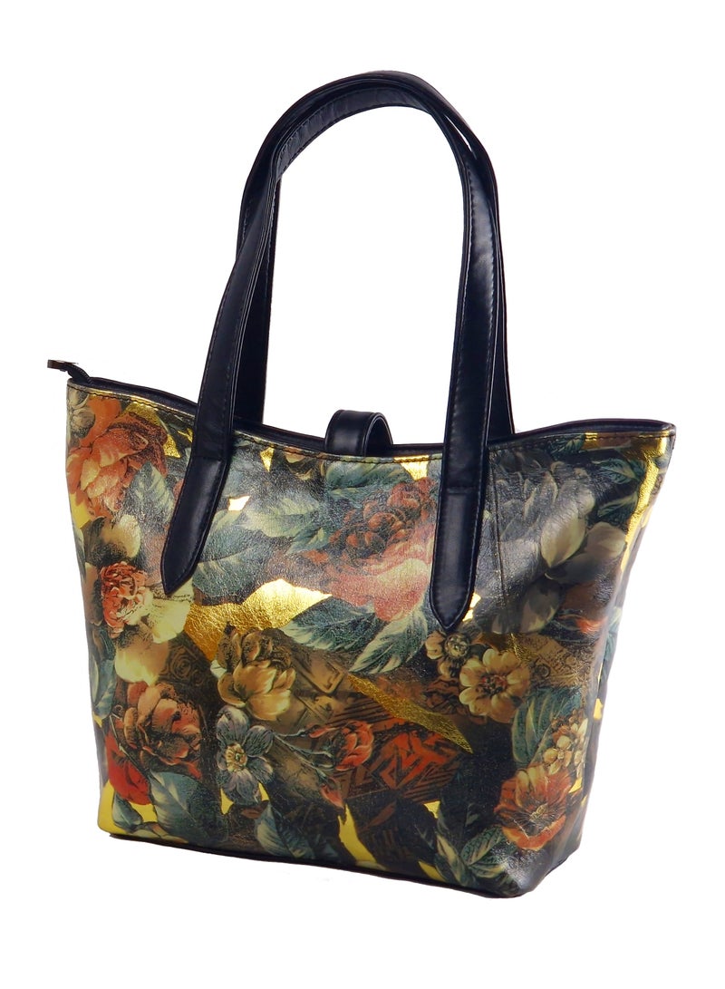 ليذريا  شنطة حريمى من الجلد الطبيعي الفاخر بتصميم الزهور الأنيق للمناسبات الخاصة - متوسطة الحجم - Image 2