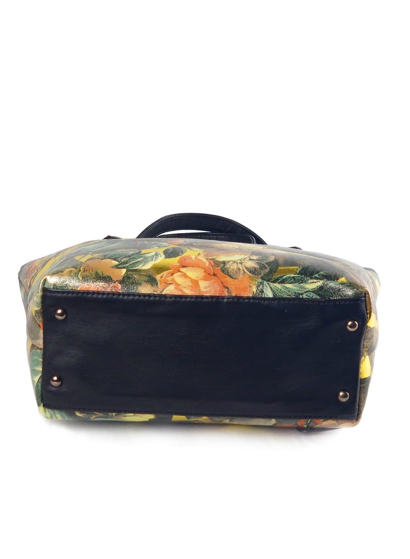 ليذريا  شنطة حريمى من الجلد الطبيعي الفاخر بتصميم الزهور الأنيق للمناسبات الخاصة - متوسطة الحجم - Image 3