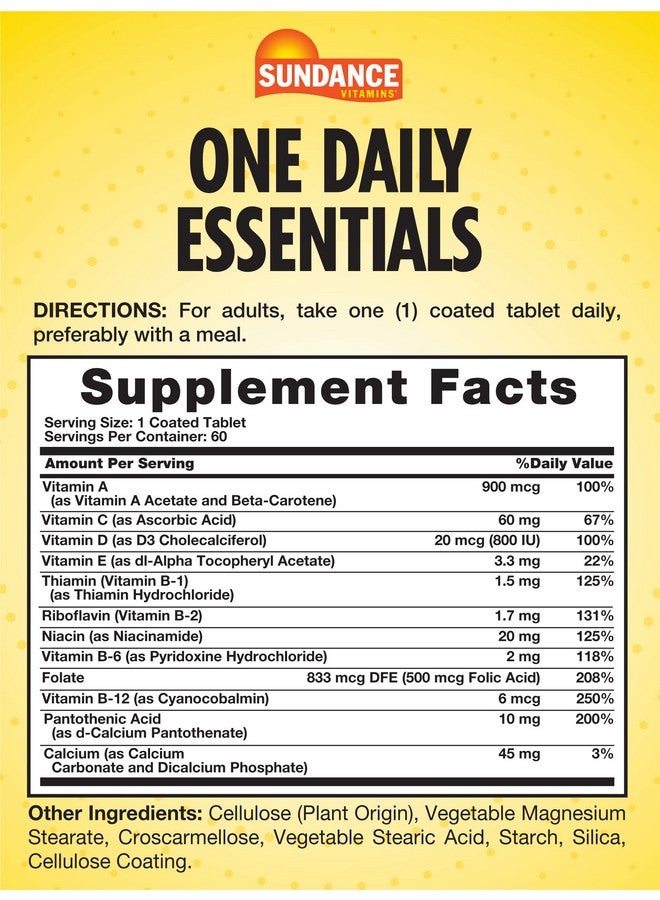 Sundance Daily Multivitamin for Adults | 60 Tablets | High Potency Formula | Non-GMO and Gluten Free Supplement - Image 2