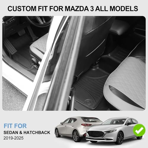IKABEVEM Original Floor Mats for 2019-2026 Mazda 3 All Models - Custom Fit TPE Floor Liners - All Weather Car Mats for Mazda 3 Accessories 1st & 2nd Row Heavy Duty Protection Floor Mat - Image 2