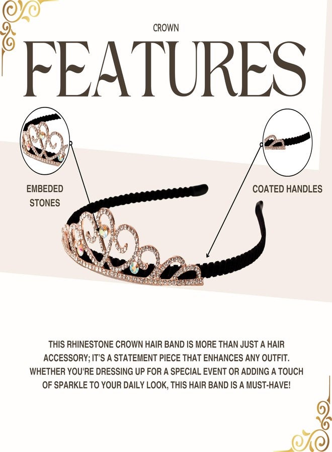 رابيدز فلو ربطات شعر رابيدز فلو كراون من الفولاذ المقوى مرصعة بالأحجار للبنات والأطفال (07) ذهبي - Image 4