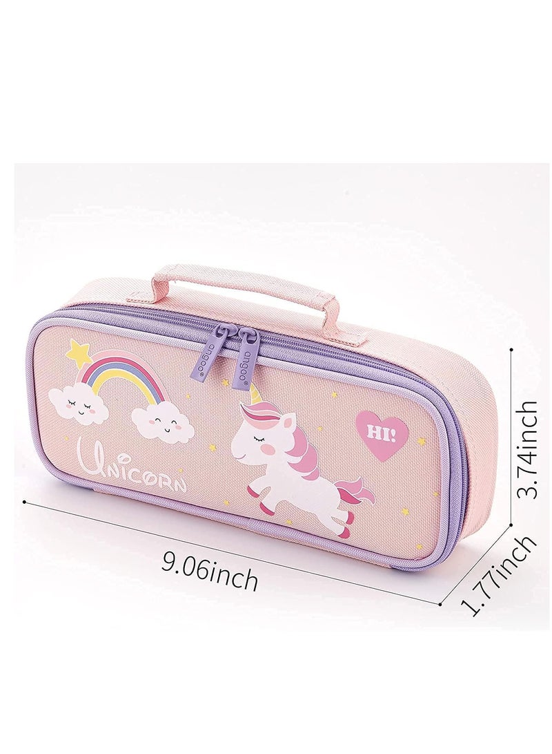 Cute Pencil Case Unicorn Pencil Pouch Medium Capacity Portable Multifunction Pen Bag with Compartments for Girls Kids Teen - Image 3