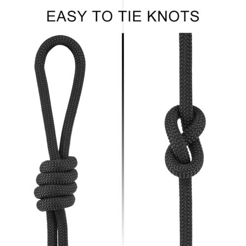NewDoar 10mm(3/8inch) Accessory Cord Rope CE 24KN Double Braid Pre Cut for Outdoor Survival, Mountaineering, Prusik,Hauling Dragginge(Black 10mm,20FT) - Image 5