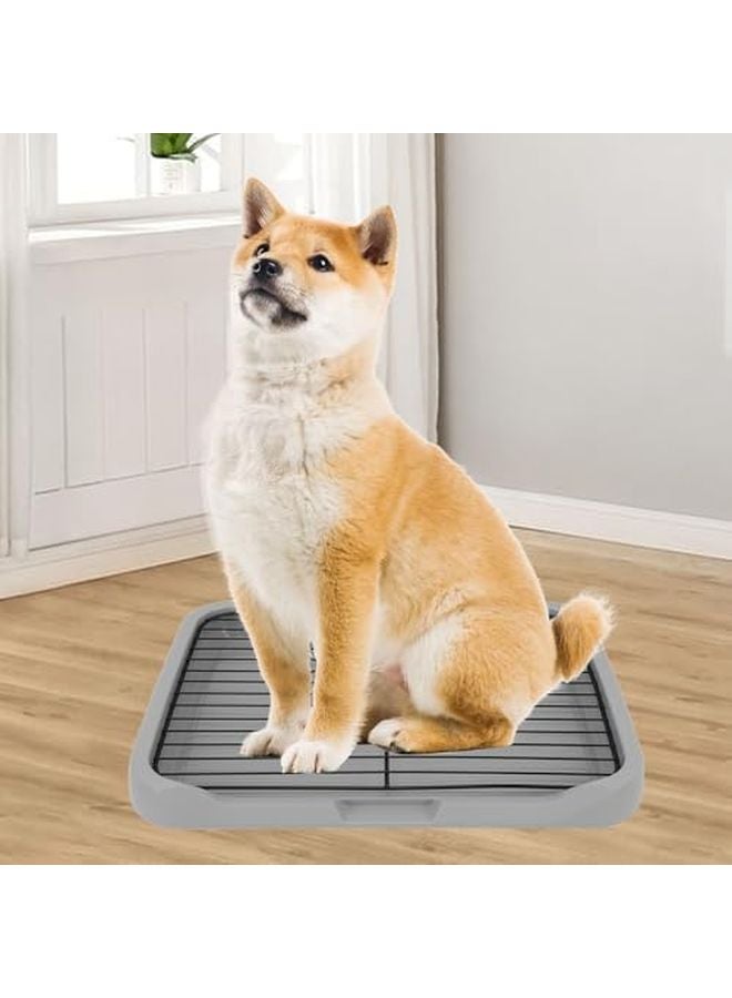 صينية تواليت للكلاب الصغيرة والمتوسطة مع إطار شبكي قابل للإزالة حامل وسادة تدريب الجراء على التبول - Image 3