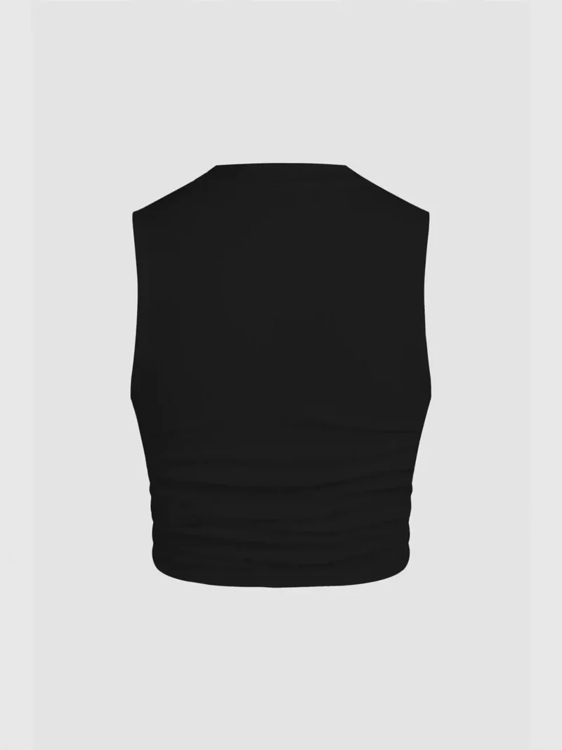 HICCUP Black Solid Ruched-Detail Blouse for Women | Best Price UAE