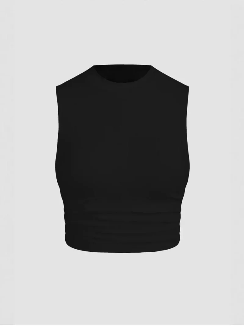 Solid Ruched-Detail Blouse