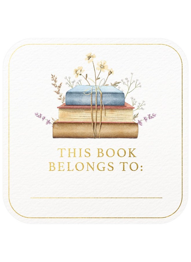 Mobius Floral Book Design This Book Belongs To Stickers Book Plates Labels 2 X 2 Inch Gold Foil 60Pcs Stickers For Book Name Stickers And Book Labels  - Image 1