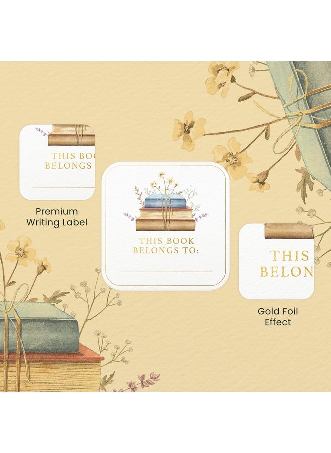 Mobius Floral Book Design This Book Belongs To Stickers Book Plates Labels 2 X 2 Inch Gold Foil 60Pcs Stickers For Book Name Stickers And Book Labels  - Image 3
