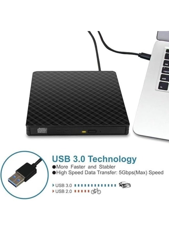 External DVD Drive USB 3.0 – Slim CD/DVD Reader & Rewriter – High-Speed Optical Drive for Laptop, Desktop, Windows, Mac, Linux – Plug & Play - Image 2