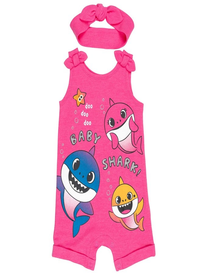 Pinkfong Baby Shark Toddler Girls Sleeveless Romper & Headband Set 2T - Image 1