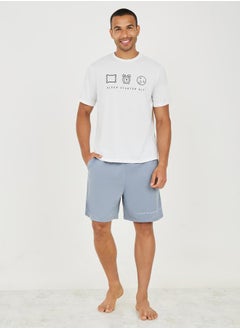Graphic Print T-Shirt & Shorts Sleepwear Set