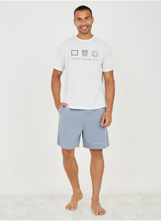 Styli - Graphic Print T-Shirt & Shorts Sleepwear Set - Image 1