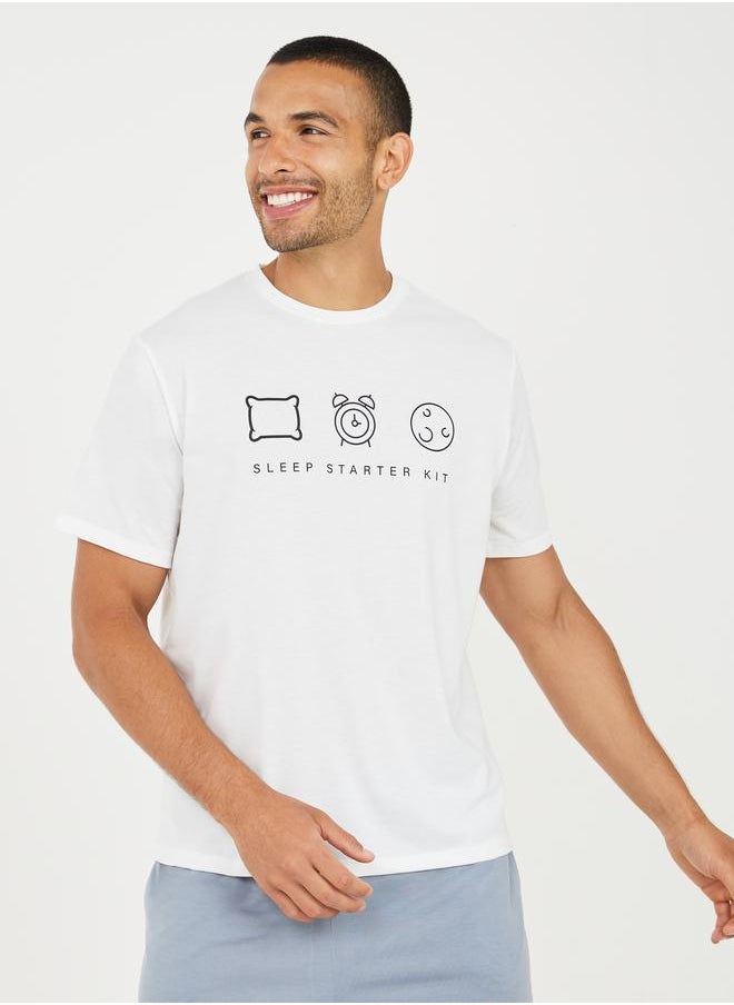 Styli - Graphic Print T-Shirt & Shorts Sleepwear Set - Image 1
