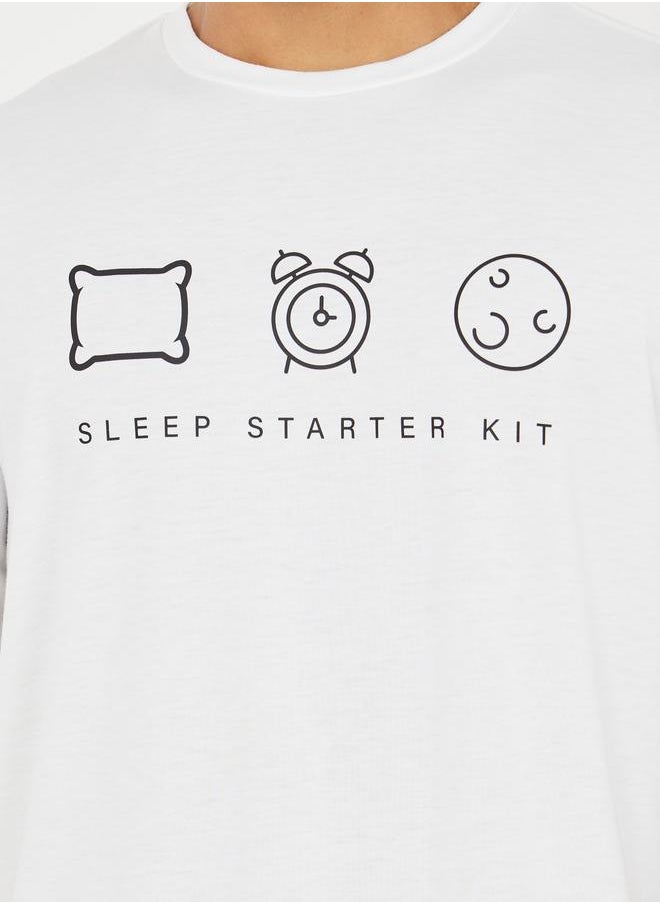 Styli - Graphic Print T-Shirt & Shorts Sleepwear Set - Image 1