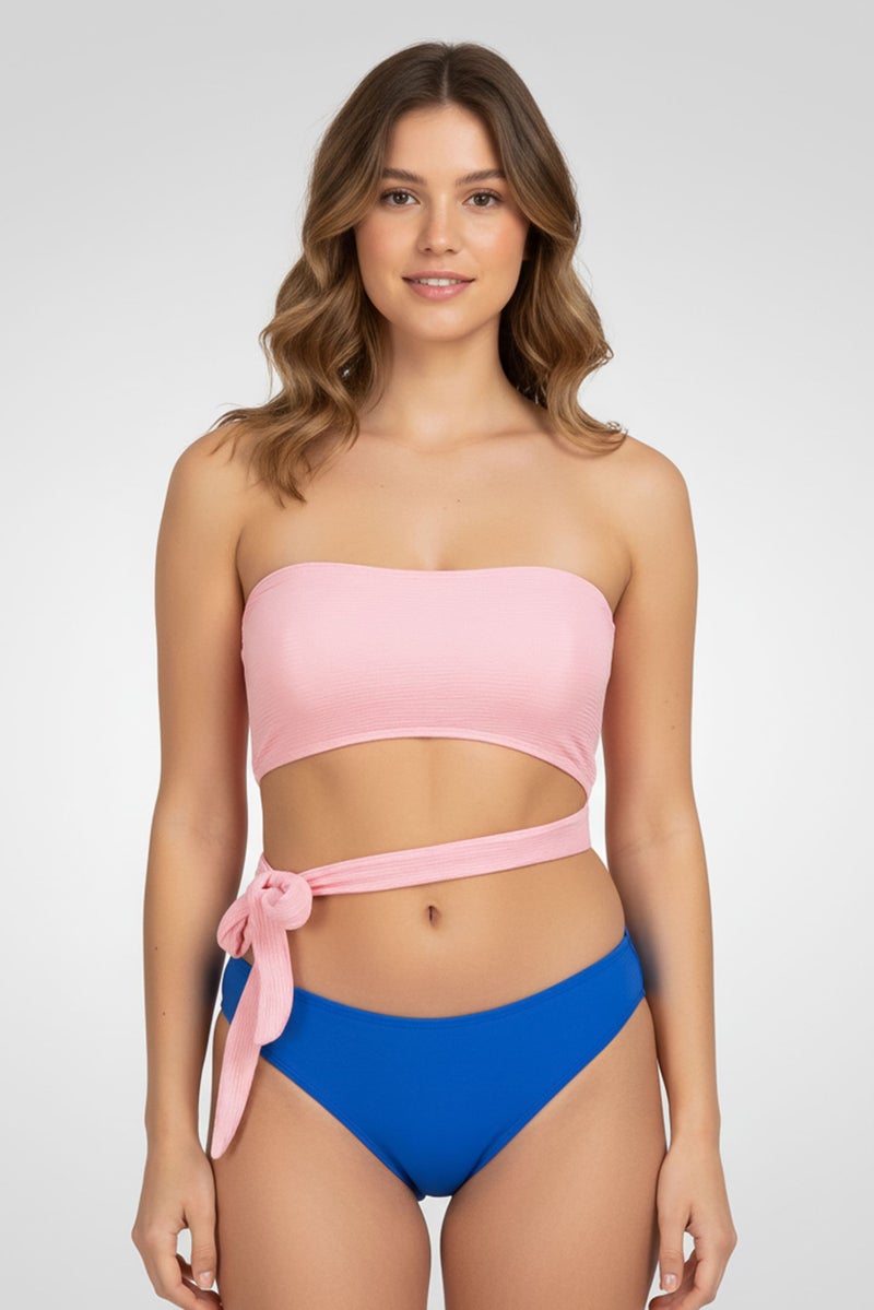 Missguided Women Solid Bikini Top, Pink - Image 1