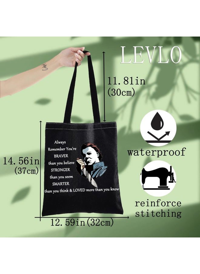LEVLO Michael Myers Cosmetic Make Up Bag Horror Movie Fans Gift You'Re Braver Stronger Smarter Than You Think Makeup Zipper Pouch Bag For Friend Family, Michael Myers BT, Cosmetic Bag - Image 2
