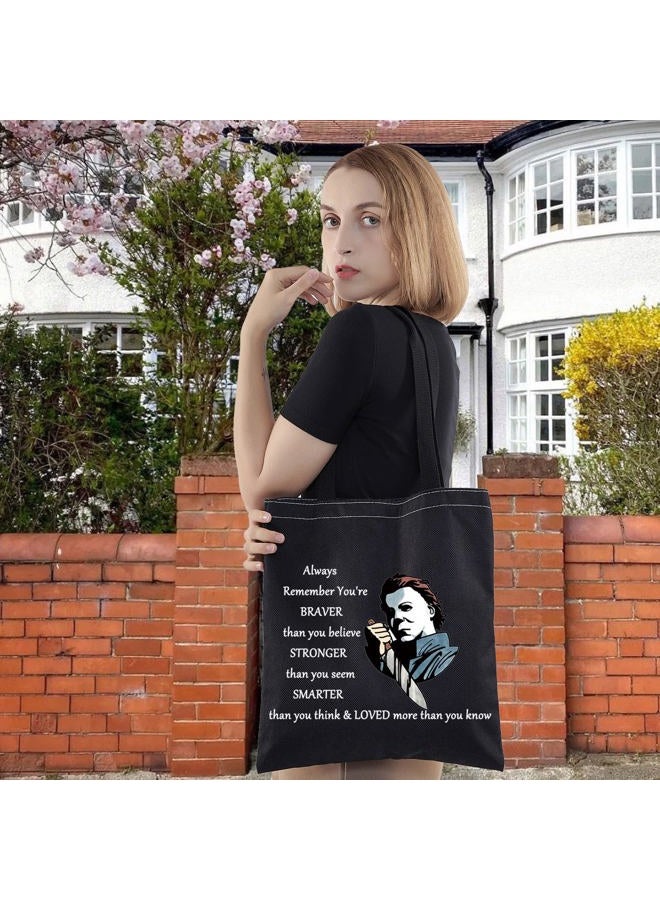 LEVLO Michael Myers Cosmetic Make Up Bag Horror Movie Fans Gift You'Re Braver Stronger Smarter Than You Think Makeup Zipper Pouch Bag For Friend Family, Michael Myers BT, Cosmetic Bag - Image 3