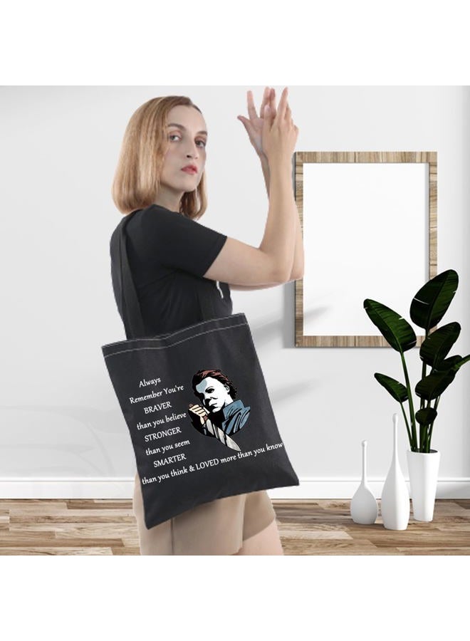 LEVLO Michael Myers Cosmetic Make Up Bag Horror Movie Fans Gift You'Re Braver Stronger Smarter Than You Think Makeup Zipper Pouch Bag For Friend Family, Michael Myers BT, Cosmetic Bag - Image 4