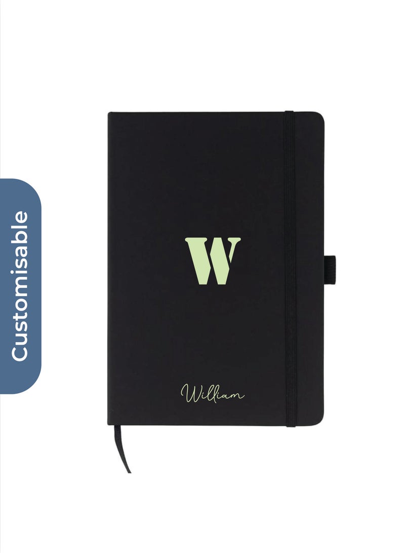 giftology Personalised JURSI - Giftology A5 PU Notebook with Pen Loop - Black - Image 1