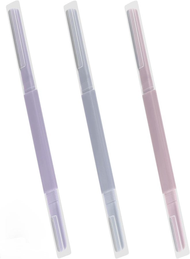 ZEELPETAL Dermaplaning Tool 3 set,Eyebrow Razor for Women Face Dermaplane Shaving Tool,Face Razor for Peach Fuzz and Hair Removal (Double-Headed 3PCS) (MULTICOLOR) - Image 1